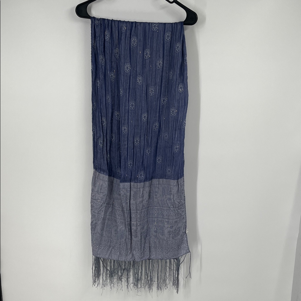 Blue 100 Silk Scarf Wrap